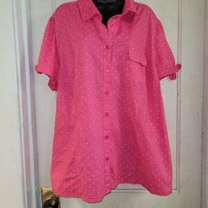 Pink and white polka dot top Liz and me 2x